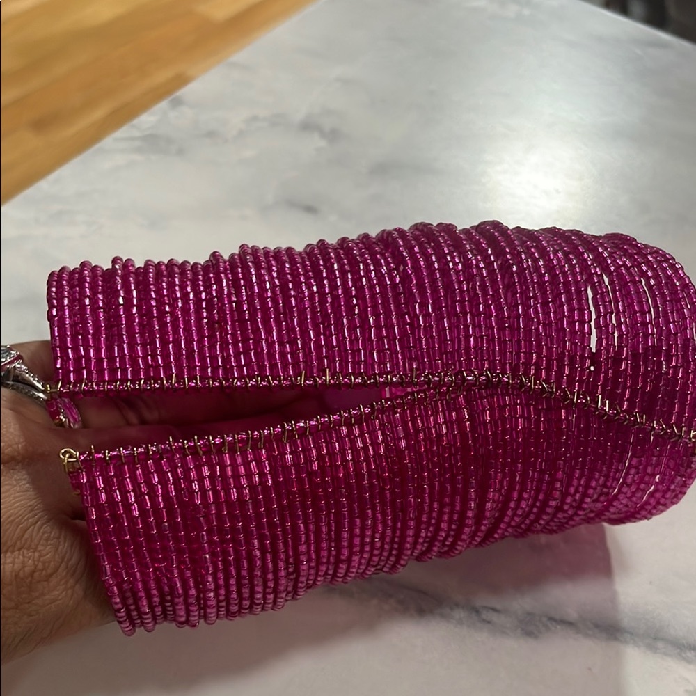 Elegant Pink Beaded Women's Clutch